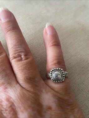 Brighton Sterling Silver Scroll Square Statement Ring - Silver